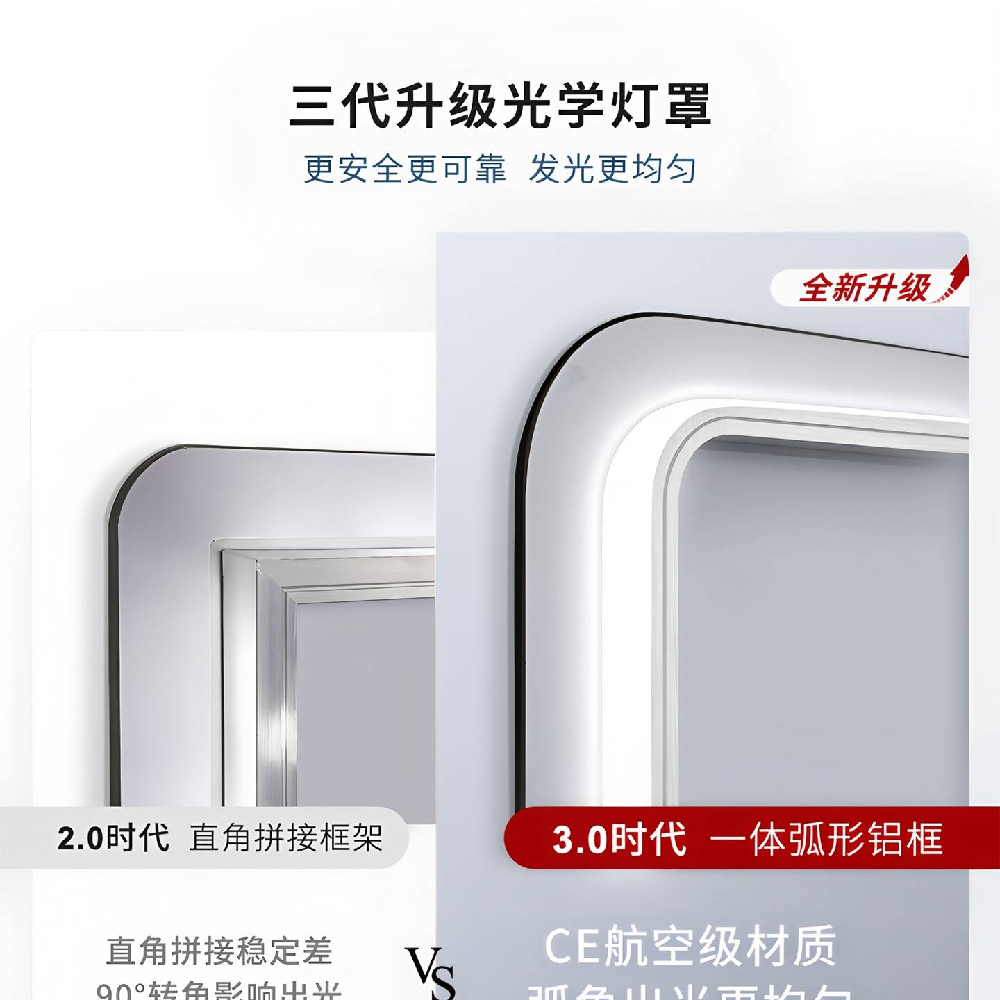 意大利 智能触控led灯镜 卫生间防雾浴室镜壁挂墙洗手间镜子带灯