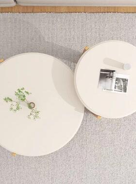 客厅极简用边角几桌子家实奶油宅寂风小户型76001日约式木圆形茶