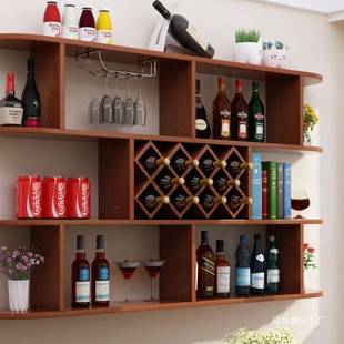 壁酒挂酒柜酒架现代简约墙上置物柜架菱挂形酒格餐JAY厅挂壁酒式