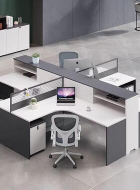 白色办公桌组合4/6人黑位员工卡座职家FLA员柜子配套工位办公椅具