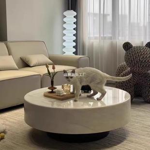 意式 极简奶油风大理石茶圆形户几轻奢现代客厅简家用678小型感约