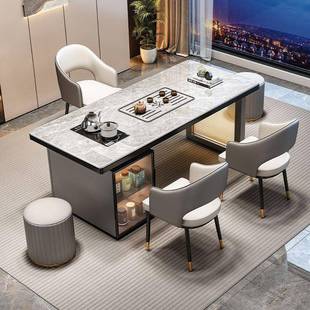 现五代轻奢岩板茶桌WIT茶客厅家用阳茶台办公室桌椅组合台一桌椅