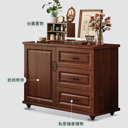 靠墙一体餐柜2边0茶25新款PQJ房斗柜储物柜厨柜子橱柜水柜矮柜收