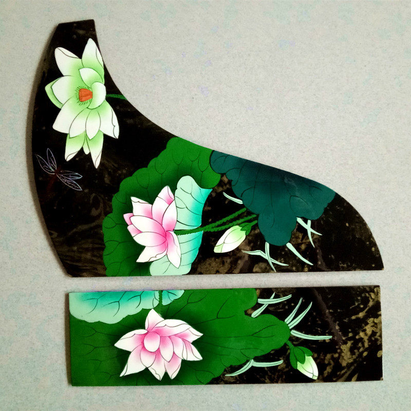 手工彩绘漆画古筝琴配件标准尺寸花板全套漆器手绘画板厂家设计图