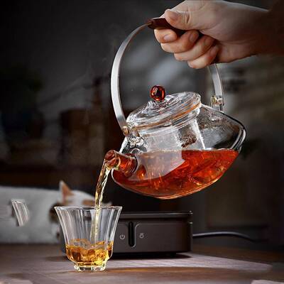 用耐热烧高硼54154硅透明玻璃创泡茶壶可电陶炉加热煮茶水壶意家
