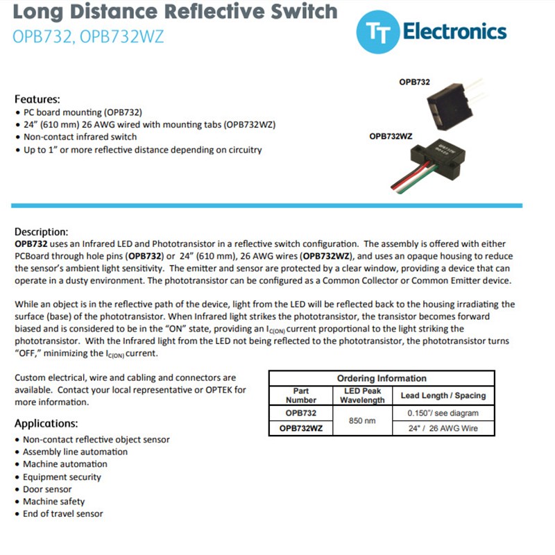OPB700ALZ  TT  光电传感器 原装