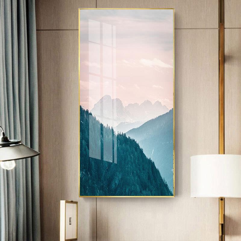 北欧玄关装饰画现代简约海景客厅壁画过道走廊入户竖版大气挂画