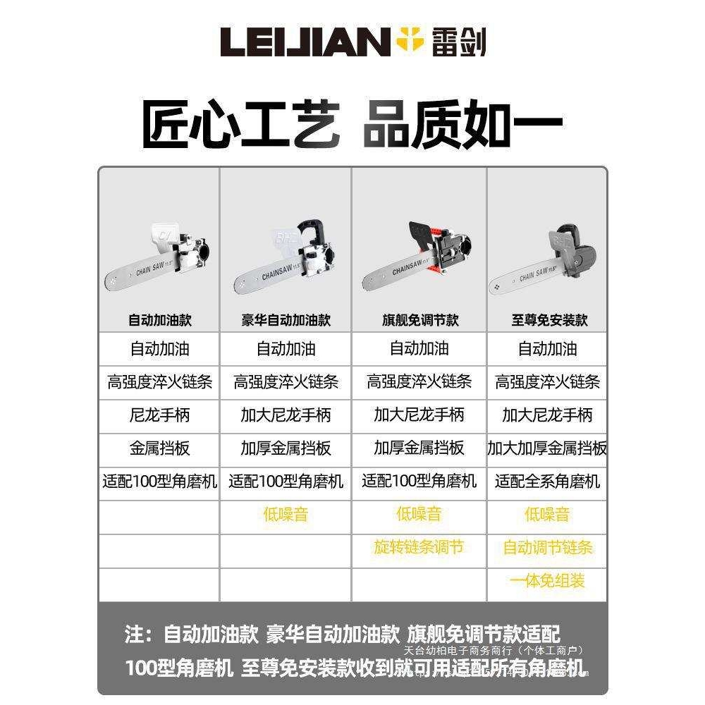 雷剑角磨机改装电链锯多功能家用手磨机改电锯配件小型手持垒德株