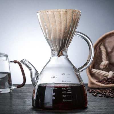 咖啡壶高硼硅玻璃咖啡壶800ML耐高温手冲壶过滤杯一体壶食品级