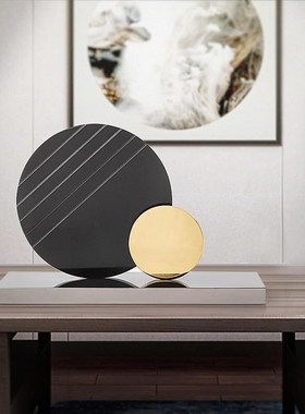 大理石圆环北欧简约样板房别墅客厅酒店桌面几何售楼W处装饰品隔