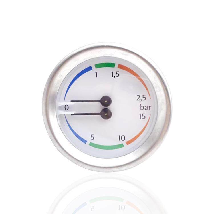 供应双针双压力咖啡机压力表轴向横装Y63Z2.5BAR15BARG1/8外牙