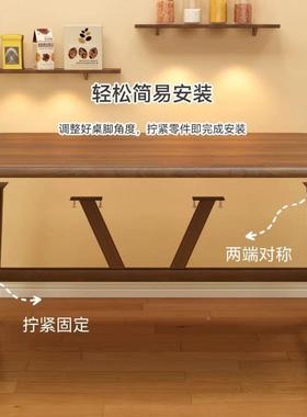 餐桌椅组合小户型用长家桌方形椅商用早餐店餐牛桌椅快餐店铁SNV