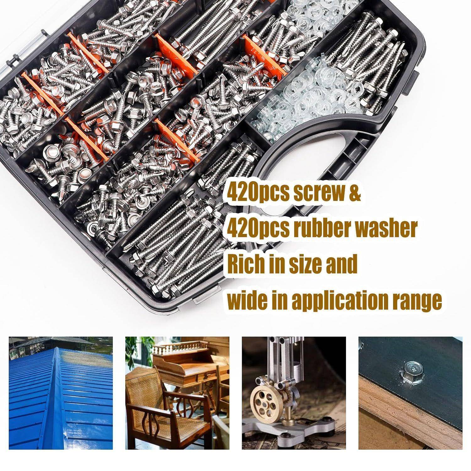 跨境840p攻丝cs410不锈外六角钻尾533螺套装燕尾钉自钻钢自螺丝盒