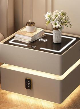 卧室悬浮床头柜约带实ZRC木现代轻奢功智能多简能无灯线充电床边