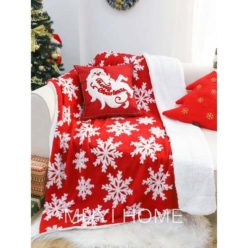 卧1沙VPK圣诞节节毛F769HM5M毯雪花加绒休闲盖毯室日毯子客厅发装