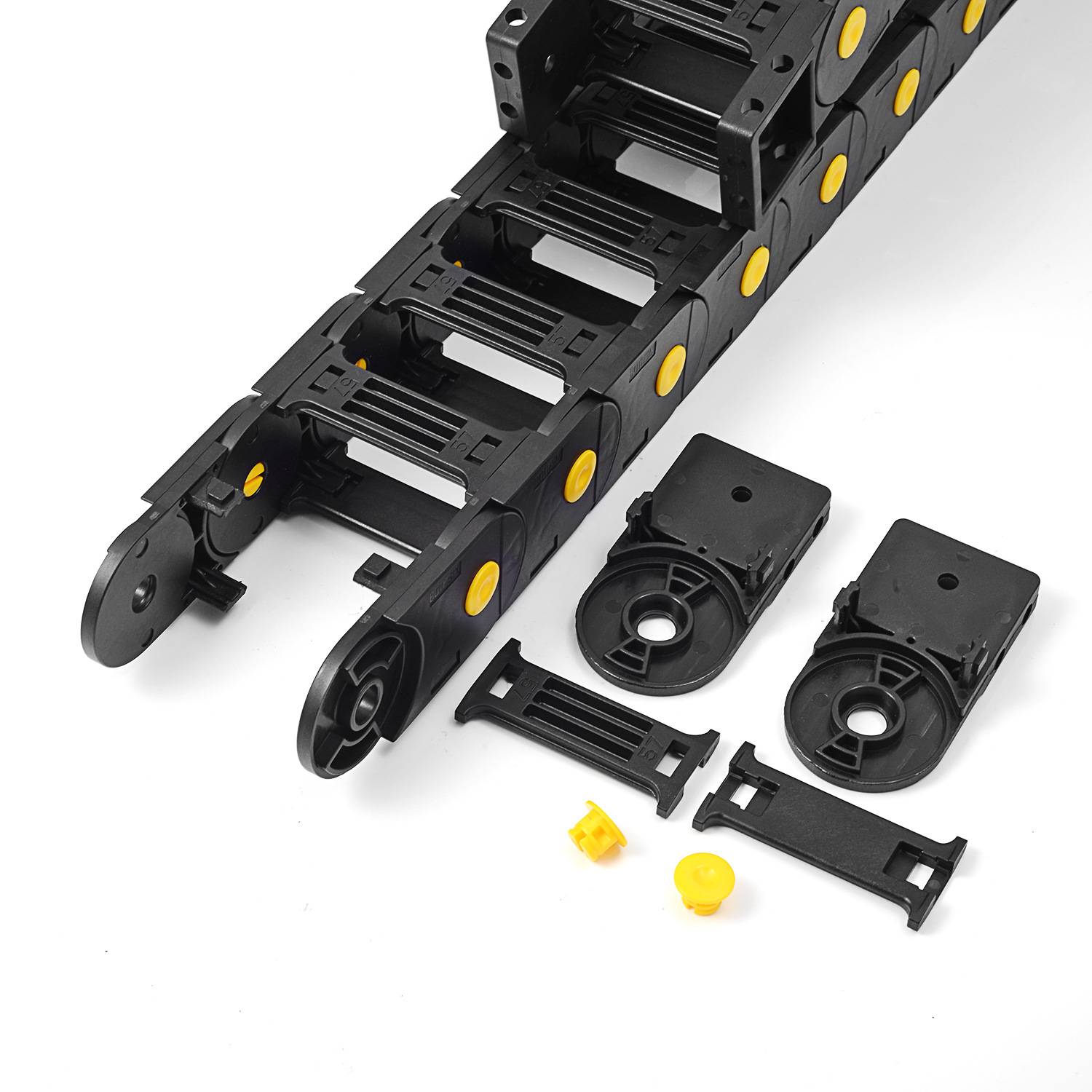 明德塑胶黄点增强型HD65悬空4米不塌腰机械自动化拖链重型