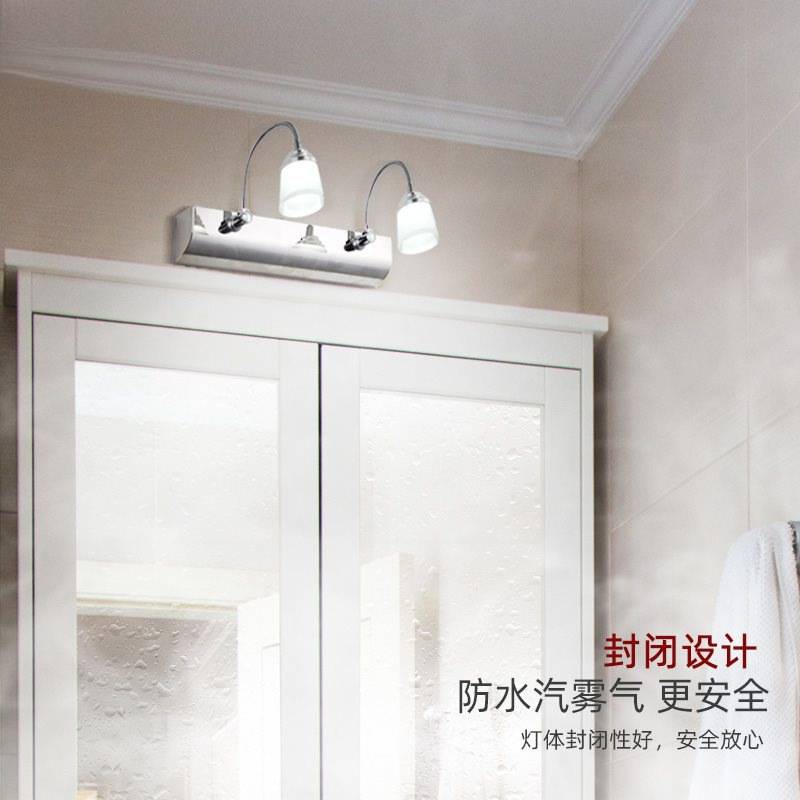 LED镜前灯免打孔双头/三头简约不锈钢浴室卫生间化妆灯伸缩镜柜灯