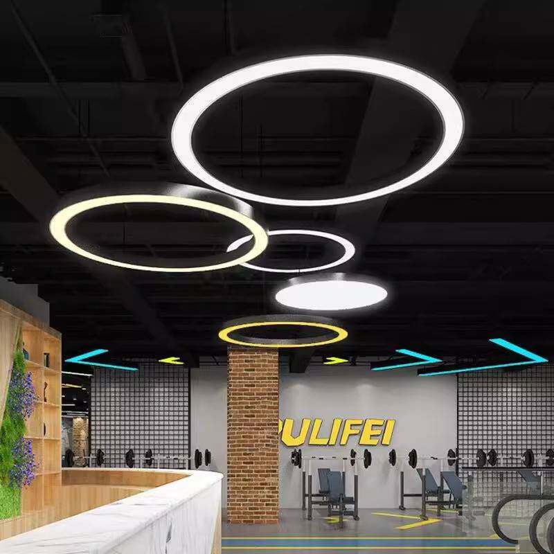 LED圆环灯简约现代办公室圆形吊灯会议室商场店铺网咖健身房灯具