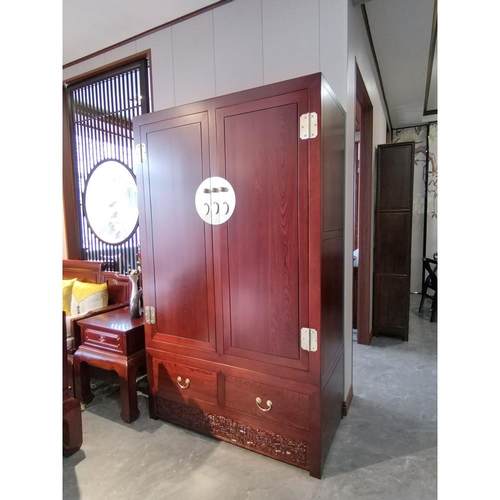 ft义仁新中式衣品橱家纯全实木卧室大衣阁祥云衣柜柜用简易组装成