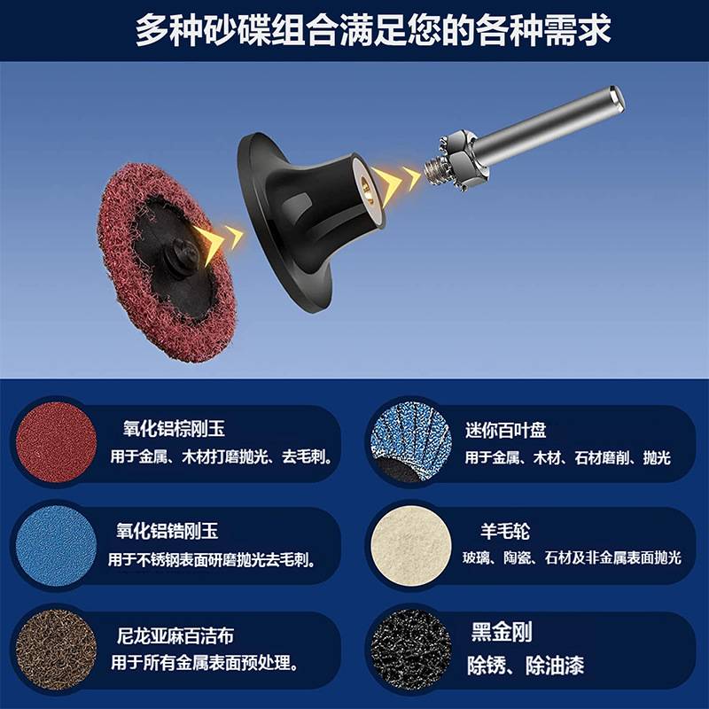 跨境货源 2寸50mm转矩砂碟套装106+2 不织布转锁螺旋打磨片纽扣式