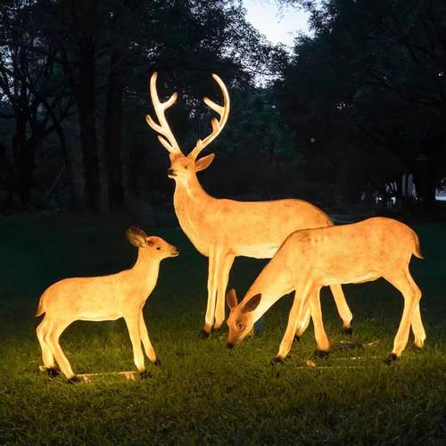 大钢梅花鹿璃灯动物灯户外防水仿玻真麋鹿灯公园庭院LZZ-MHL装饰