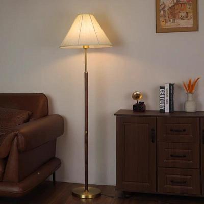 新中式胡桃厅落地灯褶卧室木台灯全铜轻奢客氛围感立式QPY百灯节