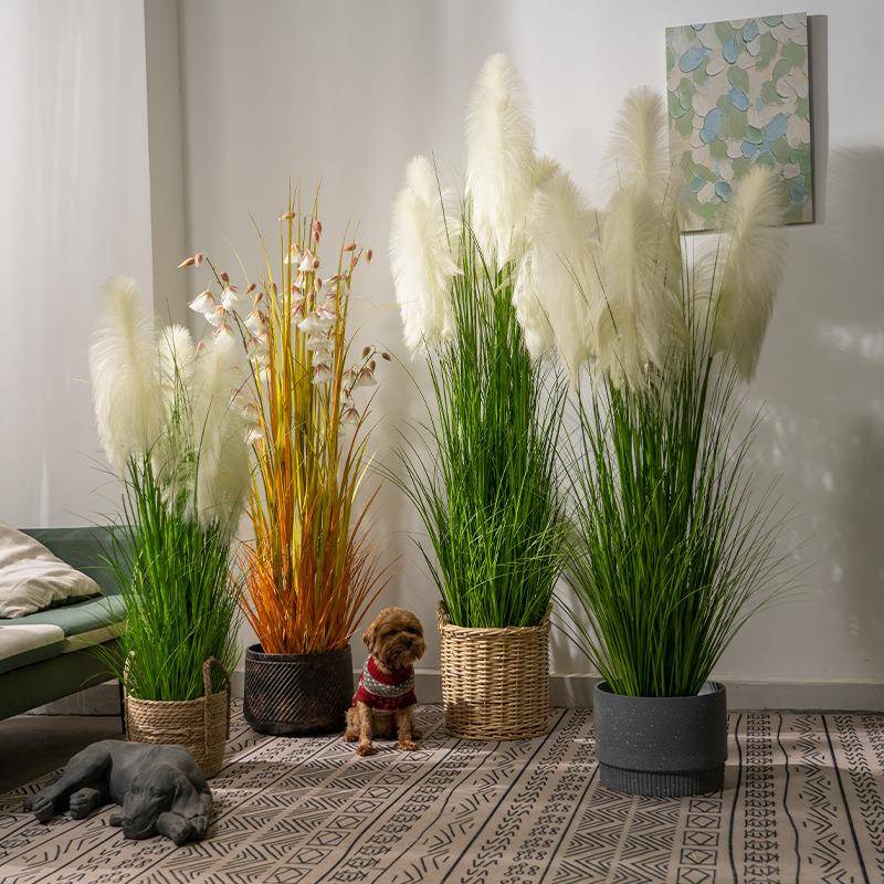 大型绣球芦苇草真花假树绿植室客厅LW-874仿植物造内景仿盆栽生装