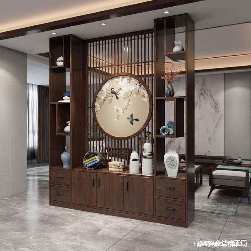 新中式屏风隔断柜客厅进门餐厅入户实木玄关柜家用遮挡酒柜垒德株