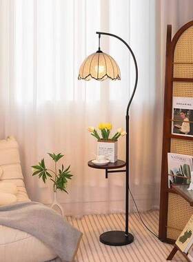 中古风置物落地灯客厅沙发古旁边茶床几装饰茶灯室复卧室头柜TAV