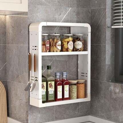 免打孔厨调味品空房间收纳置物TOC架墙面免打多能调味瓶孔功置物