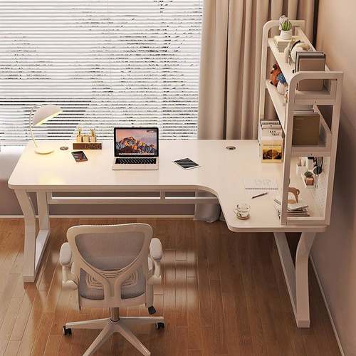 J^木转实角书学桌书架一体办公桌板669学生家用习桌卧室洞洞拐角