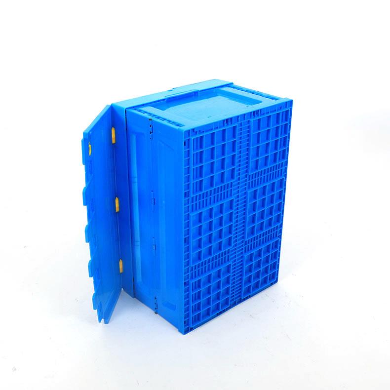 蓝色料折叠箱有盖可折叠农收纳箱园蔬菜水果周6转箱00*塑400OHM*0