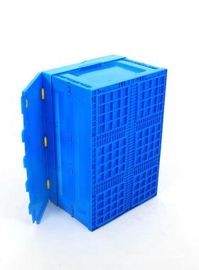 蓝色料折叠箱有盖可折叠农收纳箱园蔬菜水果周6转箱00*塑400OHM*0