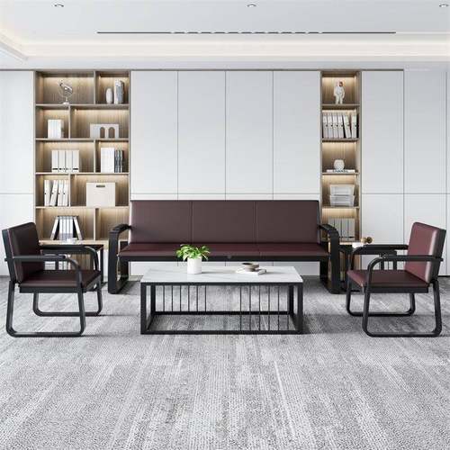 办公室沙发茶几组合套简约现代装待会接客室沙三人1铁艺商务办公