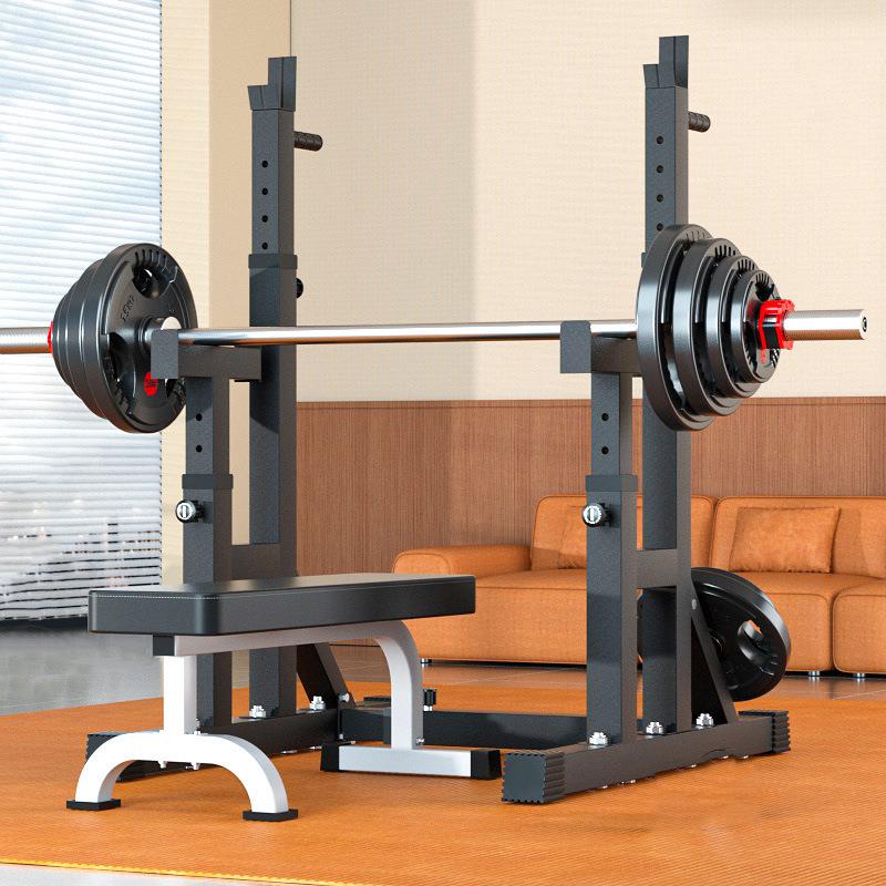 杠铃深蹲架多功能卧推架家用健身器材套装一体杠铃架可调节举重床