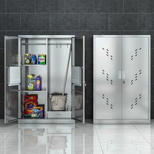 不洁锈钢清柜学校卫生柜保柜教室洁0阳63826台拖把扫把工具储物柜34