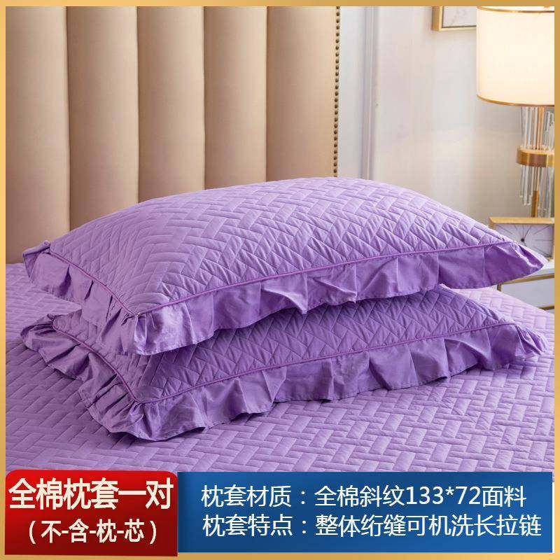 5L韩丝版蕾花边枕套一对装夹棉枕纯芯套单人成人大枕头套F7668H86