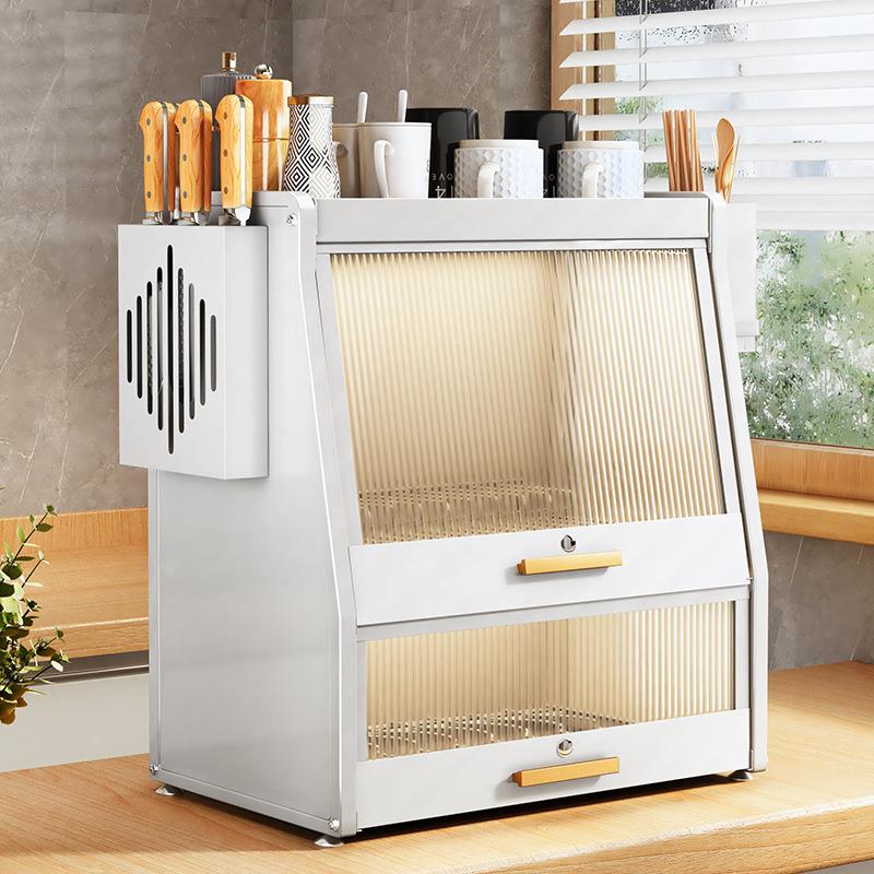 BK9K厨餐餐F77MM69J房备台双层碗柜家放用防蟑螂台面收纳盒碗碟盘