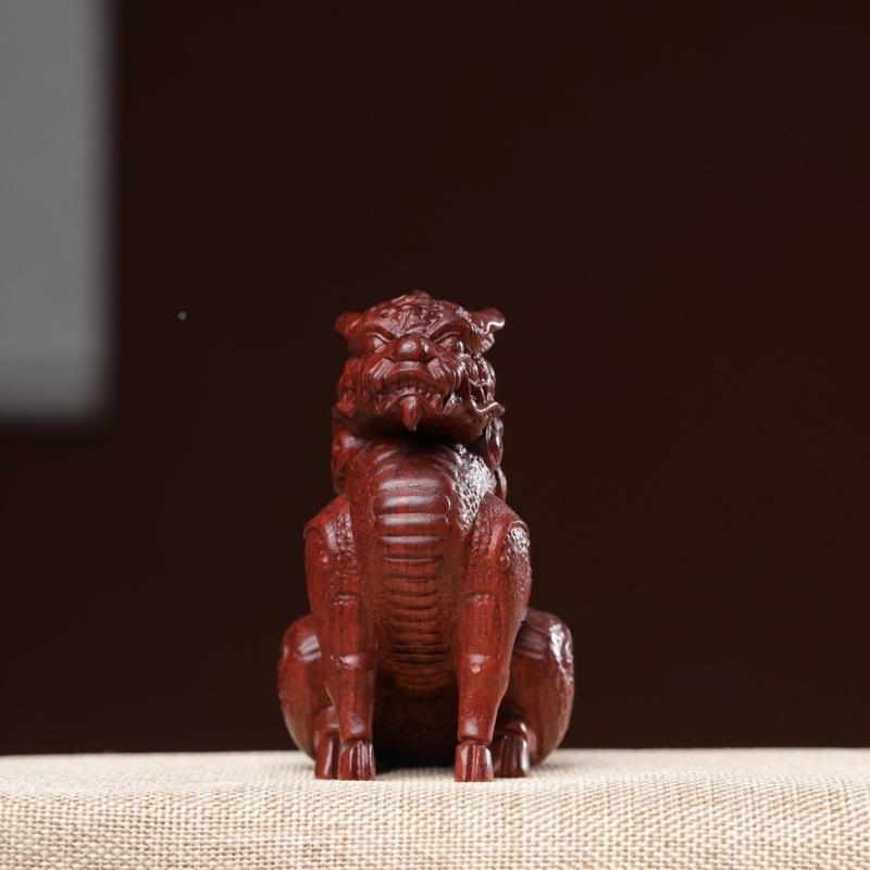 紫檀兽祥麒麟手件绿檀木瑞摆件客把厅办公桌工瑞艺品文玩