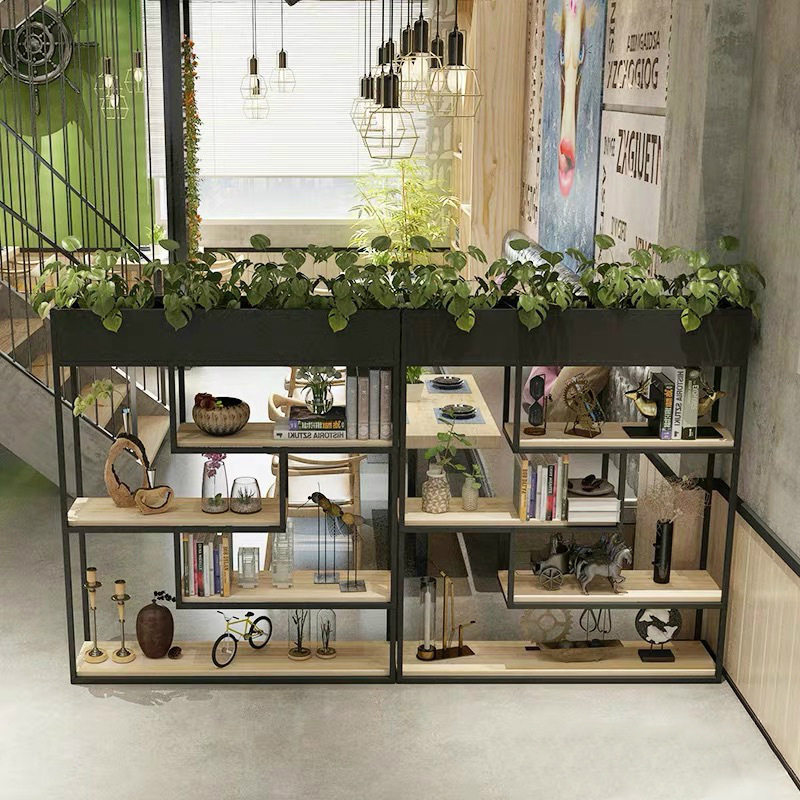 铁艺隔断屏风置物架简易书架个性花架餐厅客厅绿植架创意多层展柜
