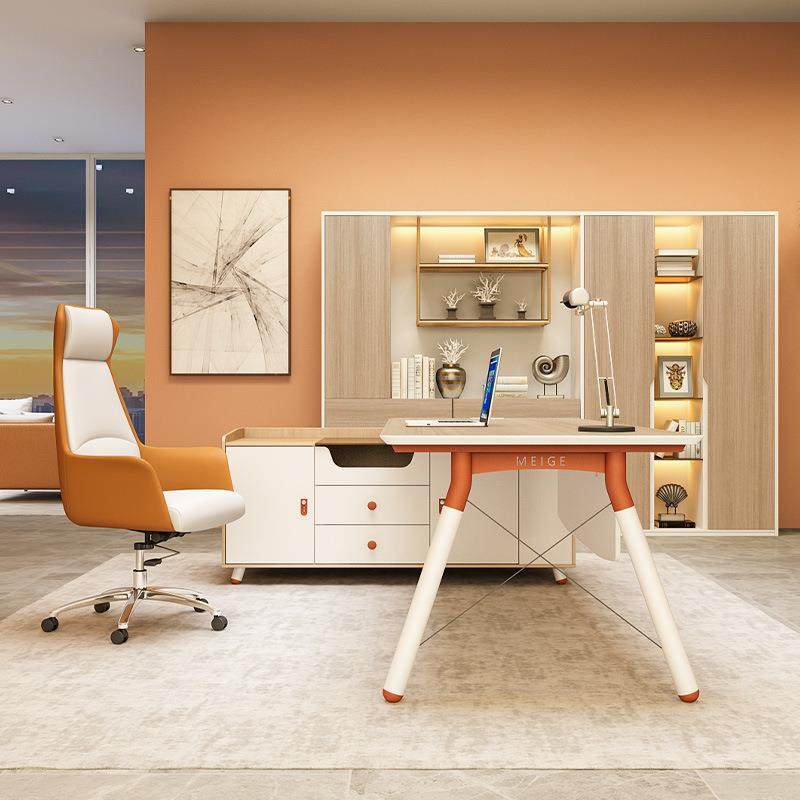 办办公桌老板桌简约现代主经理时尚女老板公管桌桌椅HH-063组合办