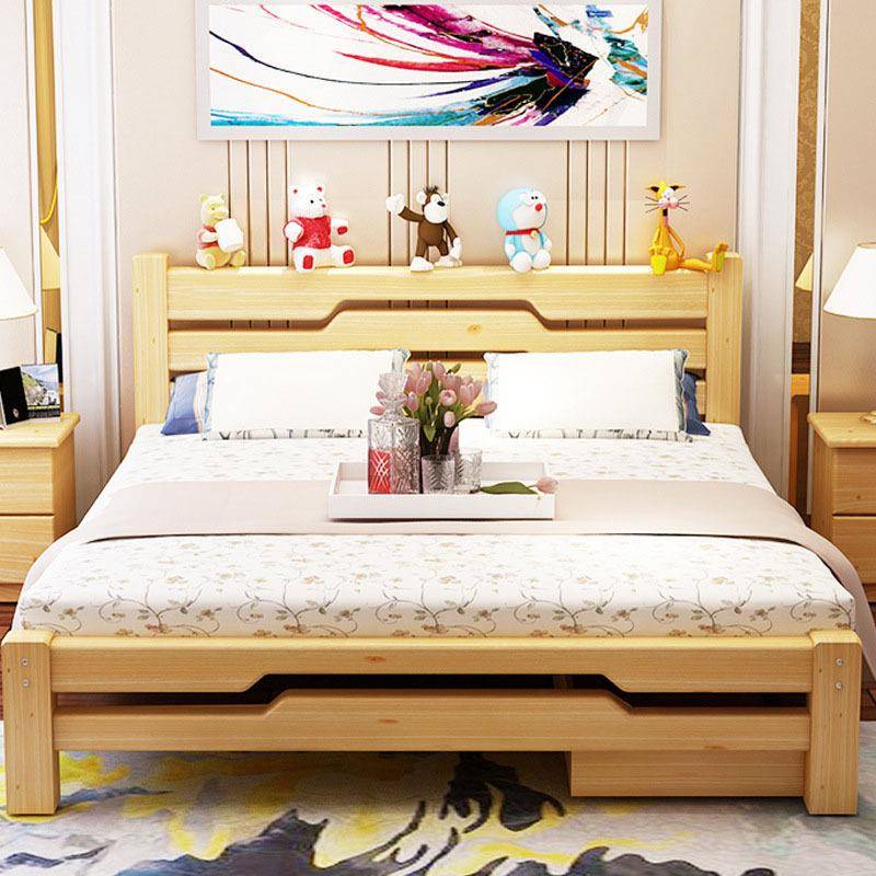 木床1.81米成人单人床.5米双人AM-03床米2米简约现代松1木实儿童