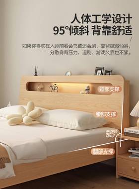 实木床1.5mINU主卧床1米双租人床8出房用经济型现代简约家单人床