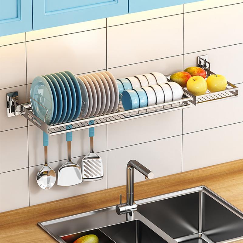 ?厨房牌：qita置物架304不锈钢水槽碗沥水晾碗架架碗沥碟水架壁¤