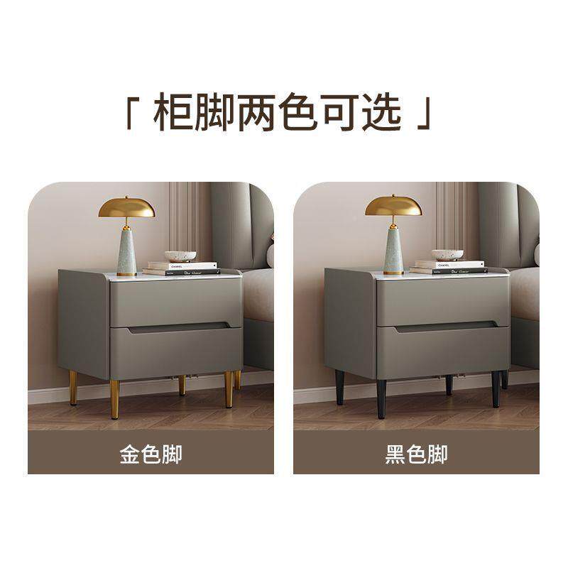 式新轻奢床头柜简约现代床边WDC柜卧带钥匙锁室实木两抽意柜家用