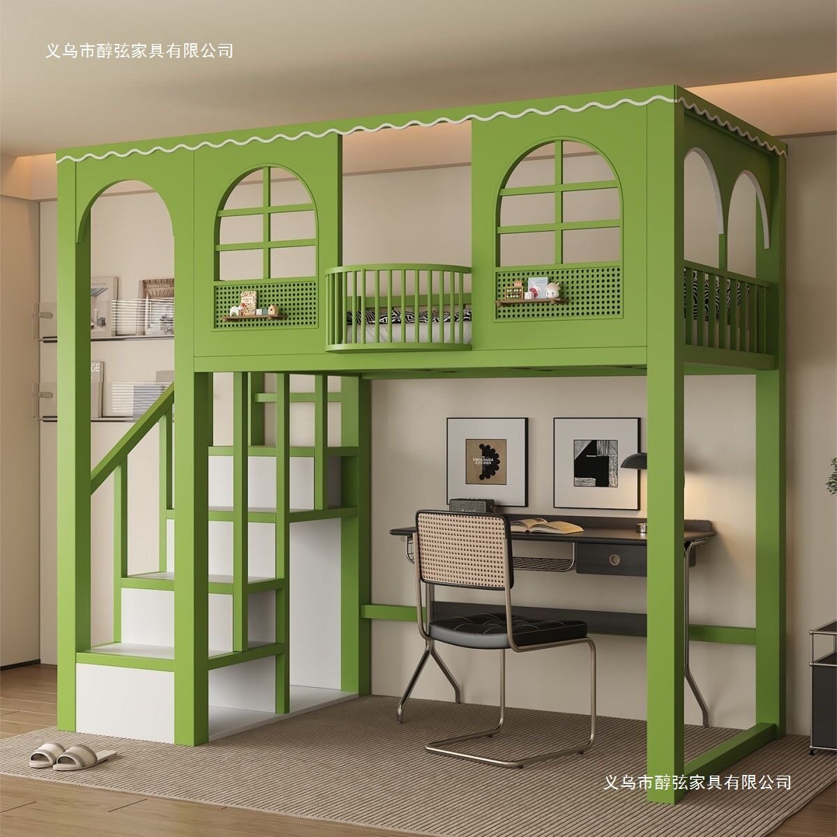 复式高架床树屋上床下桌组合床阁楼式床儿童床互不干扰母子二楼床