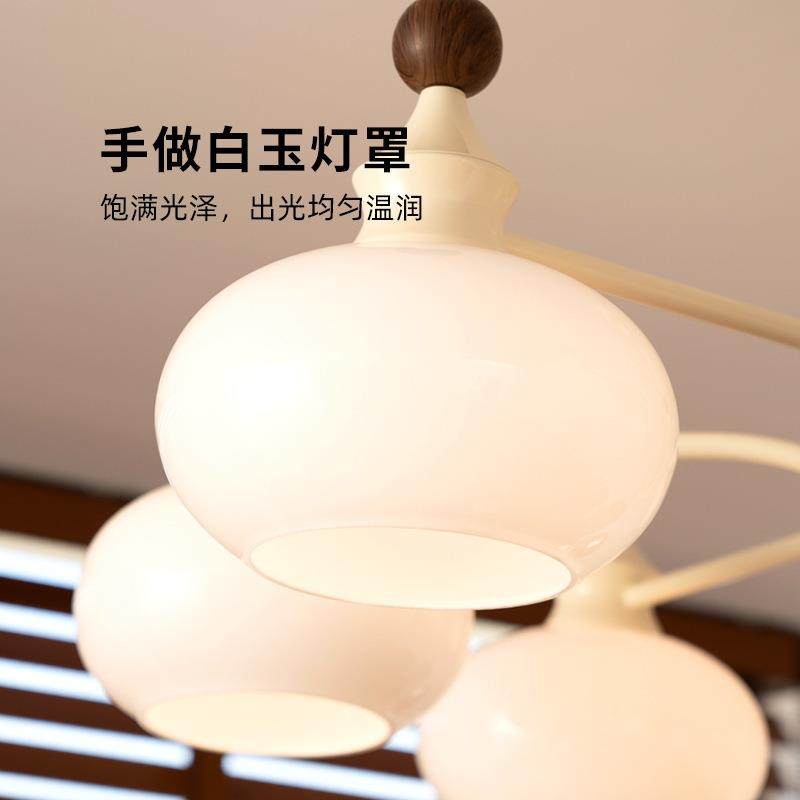 法主式灯奶油风客厅吊灯intage中古胡桃木美拉德风大厅170竹v节吊,家装灯饰光源,智能吊灯,淘宝优惠券,粉丝福利购,淘宝优惠卷