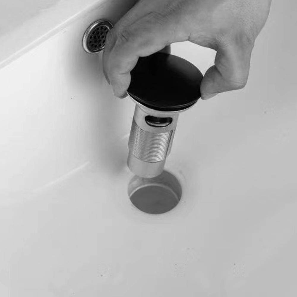 HIDEP水器提篮铜弹跳式溢水HI-16589口哑黑色带陶瓷盆和下玻璃盆