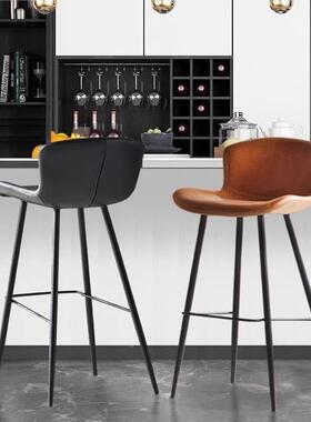 简约吧台椅现代简约家岛用靠背铁艺脚台吧椅酒吧高椅高轻奢凳QPY