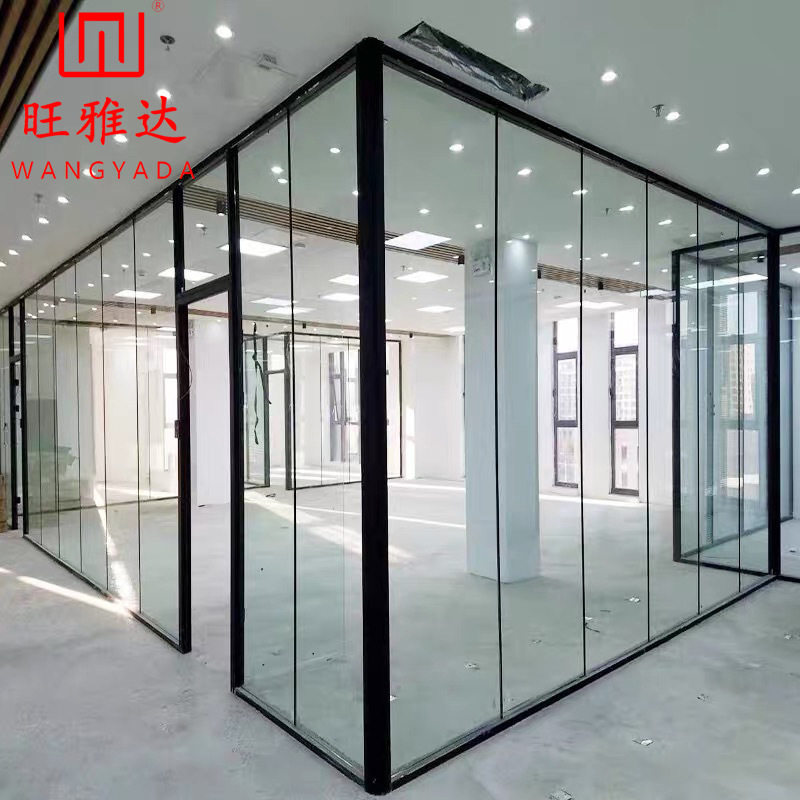 玻璃隔断墙办公室钢化玻璃隔墙铝合金中空百叶隔断全景玻璃隔音墙